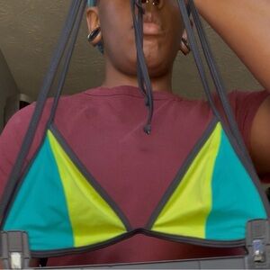 PINK Victoria's Secret Teal and Lime Bikini Top